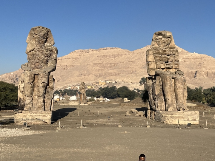 EGYPT # 9 : LUXOR; COLOSSI OF MEMNON , TEMPLE OF QUEEN  HATSHEPSUT , ALABASTER FACTORY.